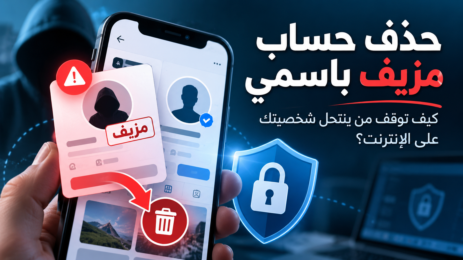 حذف حساب مزيف باسمي - انتحال الشخصية على مواقع التواصل. العنوان: حذف حساب مزيف باسمي.